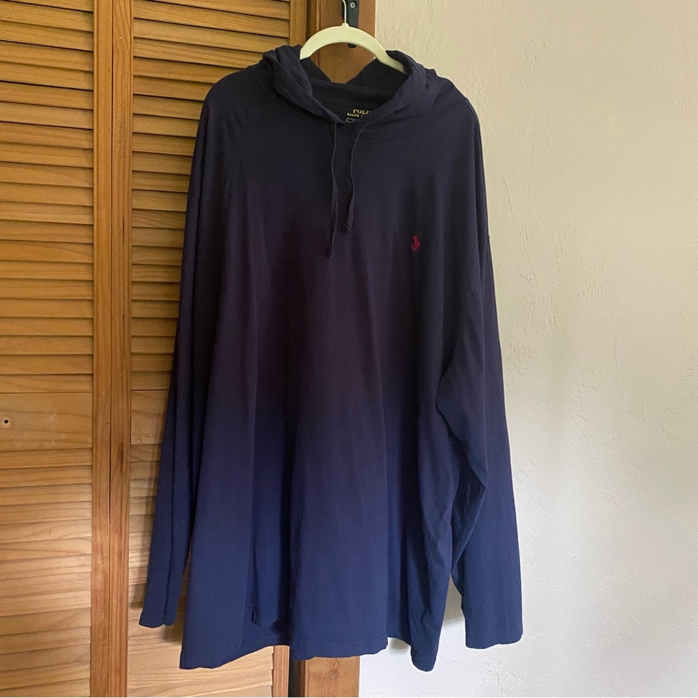 Polo Ralph Lauren Men’s Jersey Hooded T-Shirt Size 4XB Navy Blue 100% Cotton